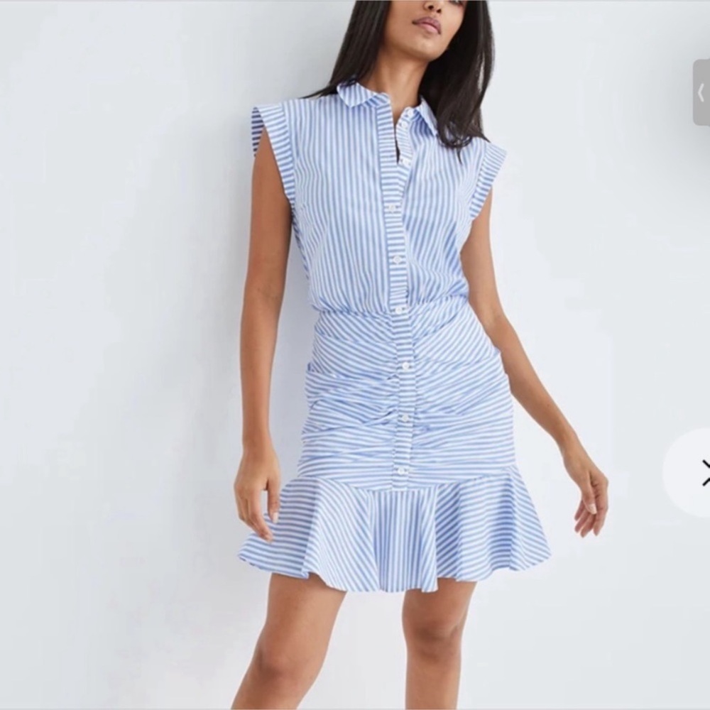 Veronica Beard Bell Button Down Ruched Dress Sz 8 - image 1